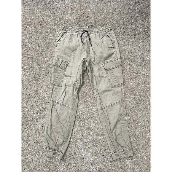 George Pants Men Size Medium (32-34) Khaki Tan Elastic Waist Joggers Pockets - Picture 1 of 8